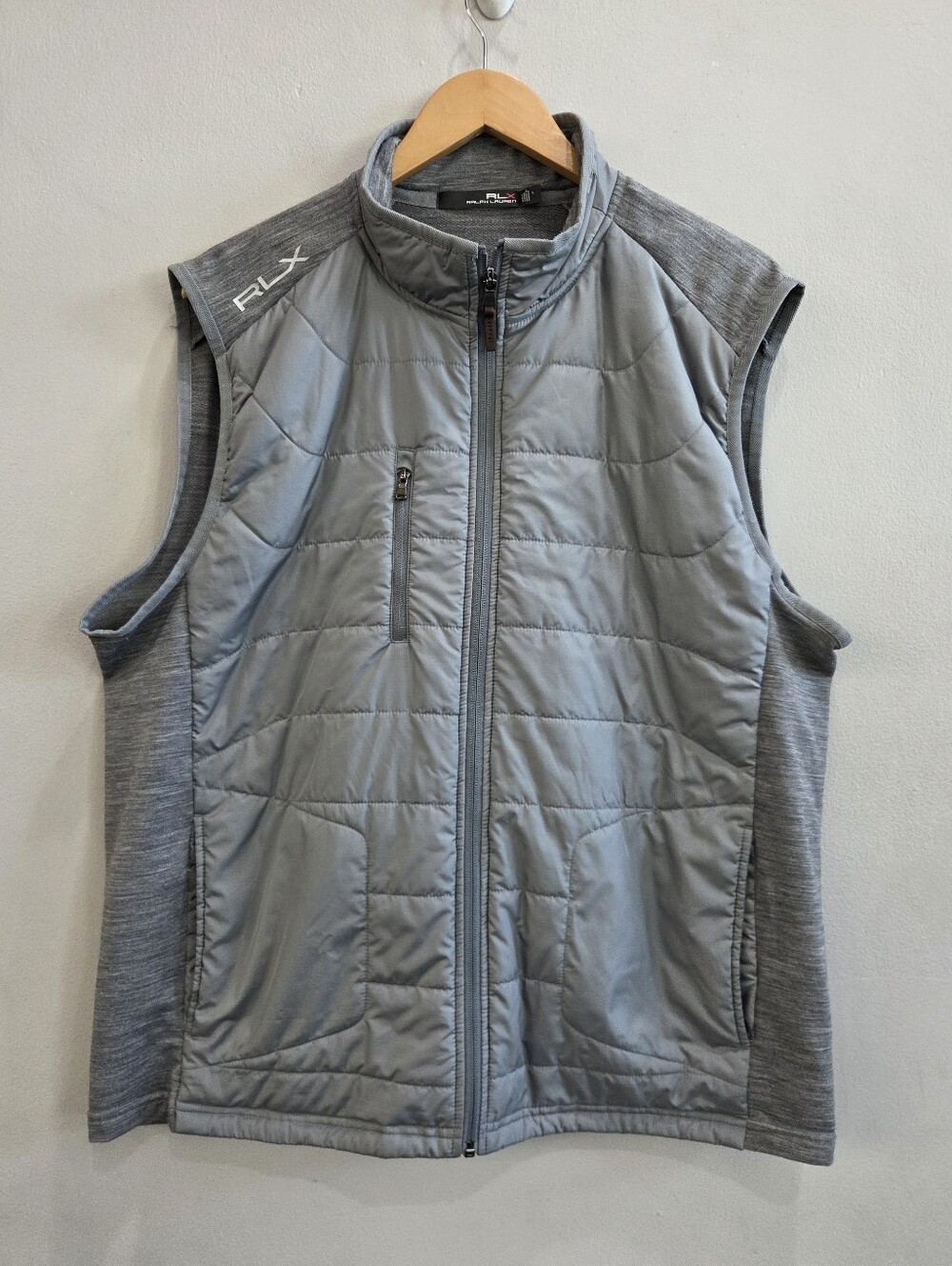 Ralph Lauren RLX Gray Wool Blend Hybrid Full Zip Golf Vest Men's Size XL